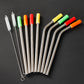 Stainless steel straw with silicone,total 16pcs/set straws
