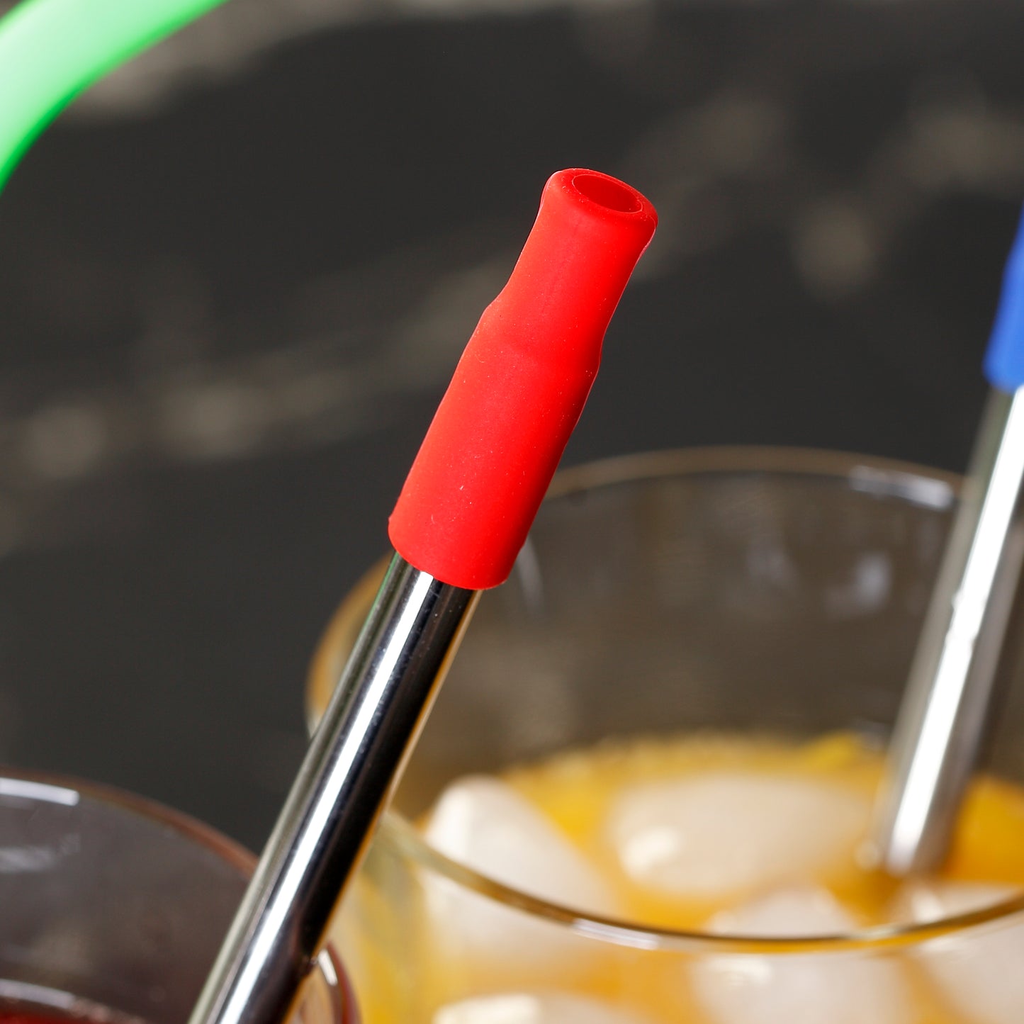 Stainless steel straw with silicone,total 8pcs/set straws