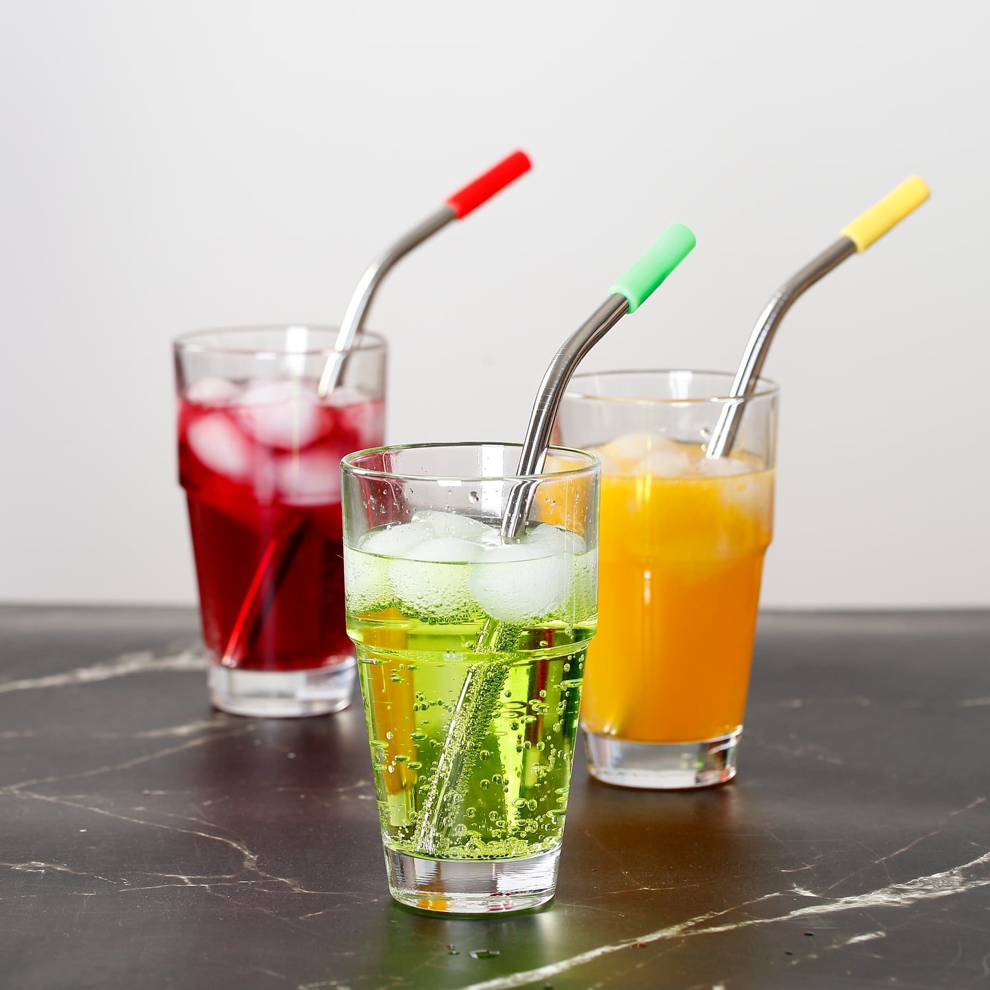 Stainless steel straw with silicone,total 16pcs/set straws