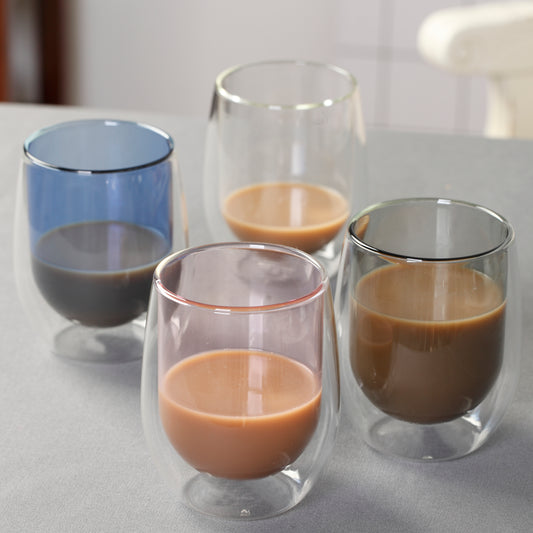 Heat resistant borosilicate double wall glass coffee cup 300ml