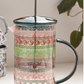 Heat resistant borosilicate glass French press with decal.